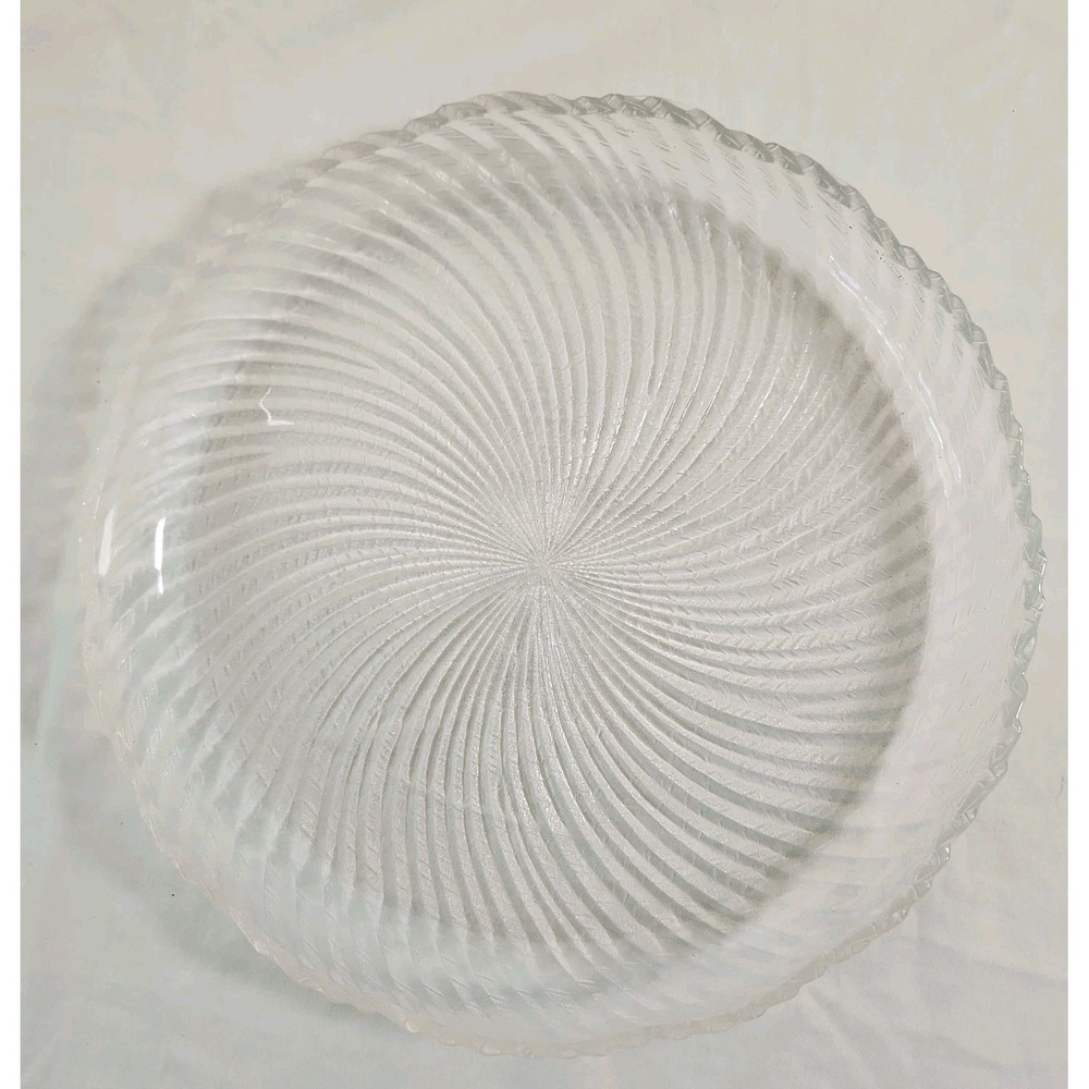 Crystal Clear‎ Studios 11 1/4" Ashford Platter – Swirl Pattern Clear Glass NIB